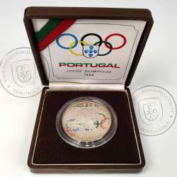 Proof 250 Escudos 1988 XXIV Jogos Olímpicos Seul, Estojo moeda prata Proof 250$00 1988 XXIV Jogos Olímpicos, Portugal KM 643a