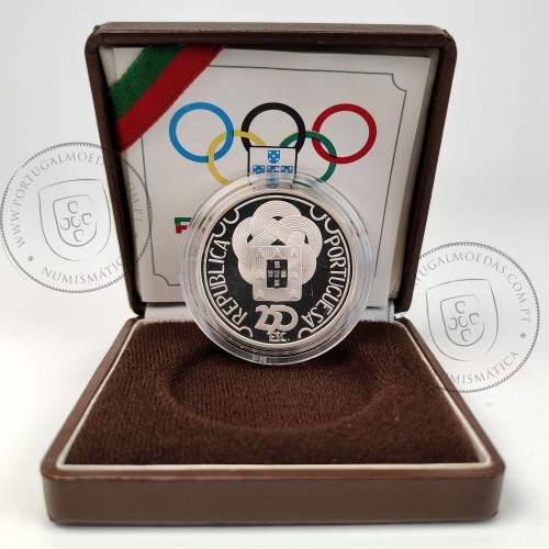 Proof 250 Escudos 1988 XXIV Jogos Olímpicos Seul, Estojo moeda prata Proof 250$00 1988 XXIV Jogos Olímpicos, Portugal KM 643a