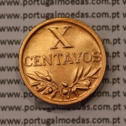 X centavos 1949 Bronze Republica Portuguesa, 10 centavos 1949 bronze, (Bela/Soberba), World Coins Portugal KM 583
