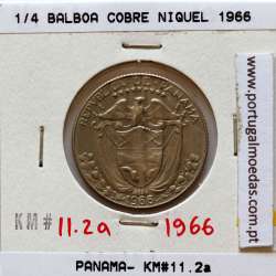 Panamá, 1/4 Balboa 1966 Cobre Níquel, Quarto de Balboa 1966, (MBC), World Coins Panama KM 11.2a