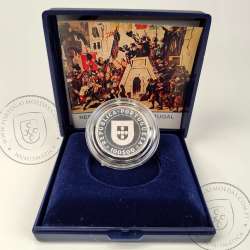 Portugal, Proof silver coin 100 Escudos 1990 Restoration of Independence 1640 - 1990, 350th Anniversary, with Case, KM 651a
