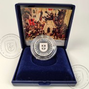 Portugal, Proof silver coin 100 Escudos 1990 Restoration of Independence 1640 - 1990, 350th Anniversary, with Case, KM 651a