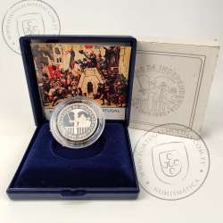 Portugal, Proof silver coin 100 Escudos 1990 Restoration of Independence 1640 - 1990, 350th Anniversary, with Case, KM 651a