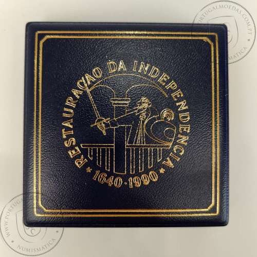 Portugal, Proof silver coin 100 Escudos 1990 Restoration of Independence 1640 - 1990, 350th Anniversary, with Case, KM 651a