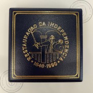 Proof 100 Escudos 1990 Restauração da Independência 1640 - 1990, prata, Estojo moeda prata Proof 100$00 1990, Portugal KM 651a
