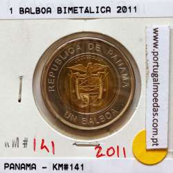 Panamá, 1 Balboa 2011 Bimetálica, Um Balboa 2011, (Soberba), World Coins Panama KM 141