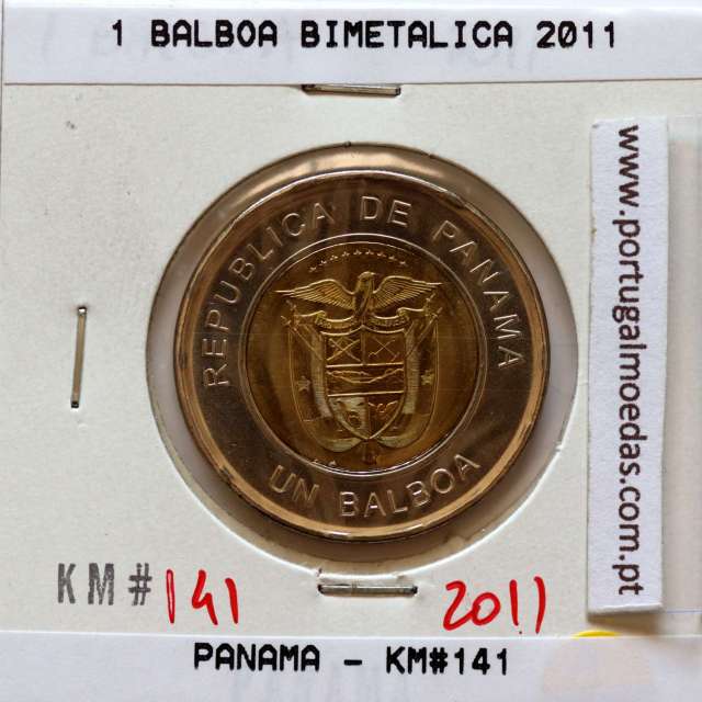Panamá, 1 Balboa 2011 Bimetálica, Um Balboa 2011, (Soberba), World Coins Panama KM 141