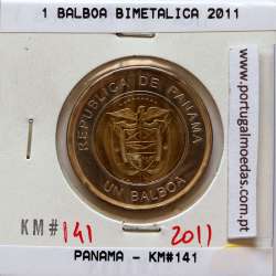 Panama, 1 Balboa 2011 Bimetallic, (UNC), One Balboa 2011, World Coins Panama KM 141
