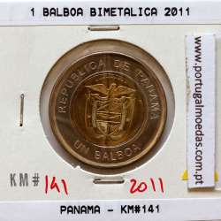 Panama, 1 Balboa 2011 Bimetallic, (UNC), One Balboa 2011, World Coins Panama KM 141