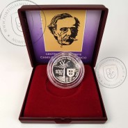 Proof 100 Escudos 1990 Camilo Castelo Branco 1825 - 1890, prata, Estojo moeda prata Proof 100$00 1990, Portugal KM 656a