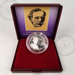 Proof 100 Escudos 1990 Camilo Castelo Branco 1825 - 1890, prata, Estojo moeda prata Proof 100$00 1990, Portugal KM 656a