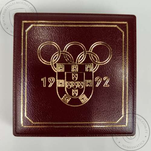 Proof 200 Escudos 1992 XXV Jogos Olímpicos, Estojo moeda prata Proof 200$00 1992 XXV Jogos Olímpicos Barcelona, Portugal KM 662a