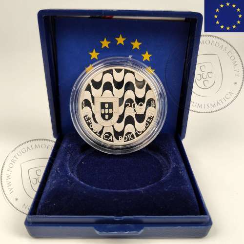 Portugal, Proof Silver coin of 200 Escudos 1992 of Portugal's Presidency of the European Community, World Coins Portugal KM 663a