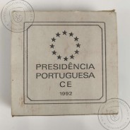 Proof 200 Escudos 1992 Presidência Portuguesa da Comunidade Europeia em prata, Estojo moeda prata Proof 200$00 1992, KM663a
