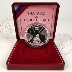 Cape Verde 1000 Escudos 1994 Treaty of Tordesillas in Proof silver, with case, World Coins Cape Verde KM 26a
