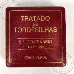 Cape Verde 1000 Escudos 1994 Treaty of Tordesillas in Proof silver, with case, World Coins Cape Verde KM 26a