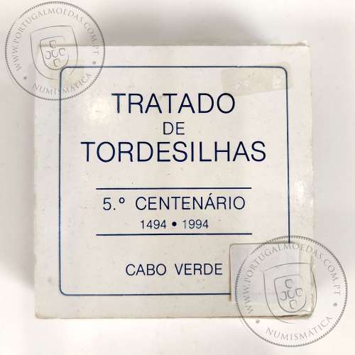 Cabo Verde, 1000 Escudos 1994 Tratado de Tordesilhas prata Proof, em estojo oficial INCM, World Coins Cape Verde KM 26a