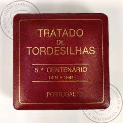 Prata Proof, 1000 Escudos 1994 Tratado de Tordesilhas, 1000$00 1994 Prata Proof em estojo, World Coins Portugal KM 675a