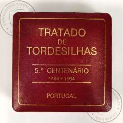 Portugal, 1000 Escudos 1994 Treaty of Tordesillas, silver Proof, with case, World Coins Portugal KM 675a