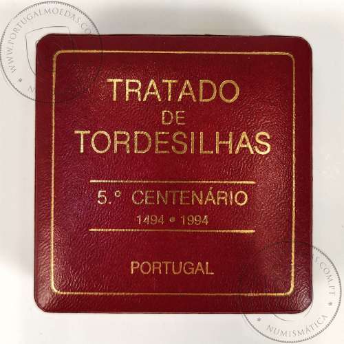 Portugal, 1000 Escudos 1994 Treaty of Tordesillas, silver Proof, with case, World Coins Portugal KM 675a