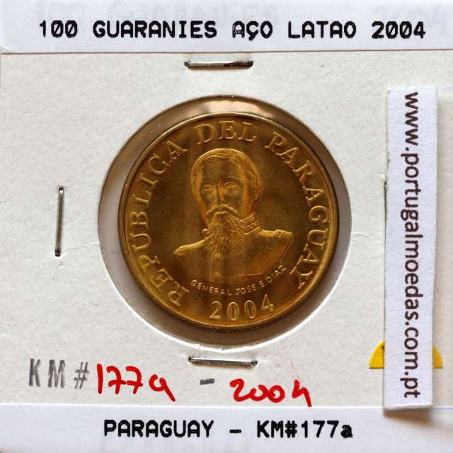 Paraguay, 100 Guaranies 2004 Steel Brass, (UNC), World Coins Paraguay KM 177a