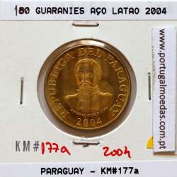 Paraguai, 100 Guaranies 2004 Aço Latão, (Soberba), World Coins Paraguay KM 177a