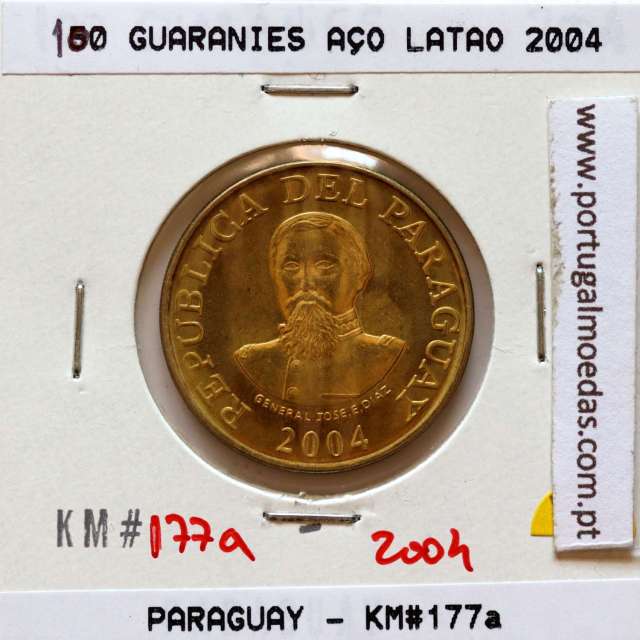 Paraguai, 100 Guaranies 2004 Aço Latão, (Soberba), World Coins Paraguay KM 177a