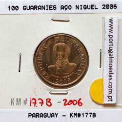 Paraguai, 100 Guaranies 2006 Aço Níquel, (Soberba), World Coins Paraguay KM 177b