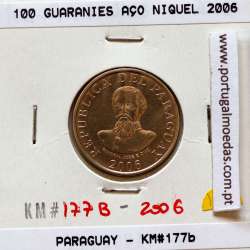 Paraguai, 100 Guaranies 2006 Aço Níquel, (Soberba), World Coins Paraguay KM 177b