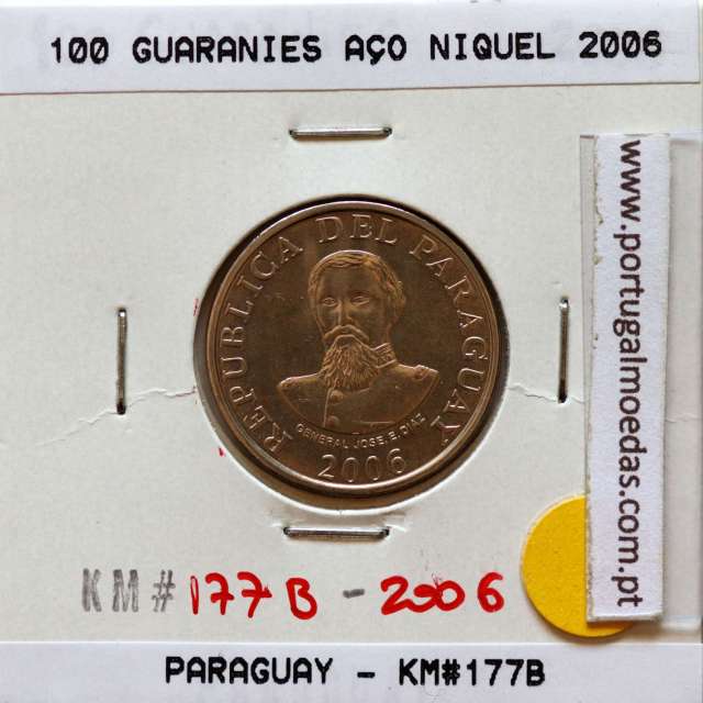 Paraguai, 100 Guaranies 2006 Aço Níquel, (Soberba), World Coins Paraguay KM 177b