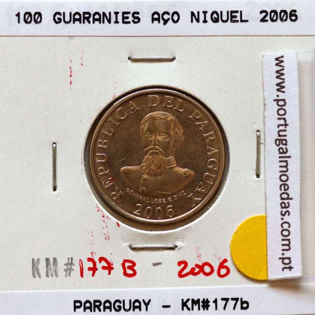 Paraguai, 100 Guaranies 2006 Aço Níquel, (Soberba), World Coins Paraguay KM 177b