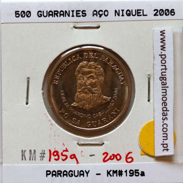 Paraguai, 500 Guaranies 2006 Aço Níquel, (Soberba), World Coins Paraguay KM 195a