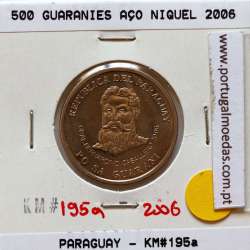 Paraguai, 500 Guaranies 2006 Aço Níquel, (Soberba), World Coins Paraguay KM 195a