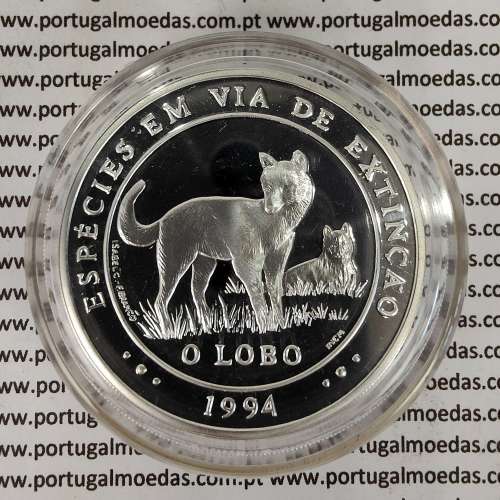Portugal, silver coin Proof 1000 Escudos 1994 The Wolf - Species wildlife on the verge of extinction, WorldCoins Portugal KM676a