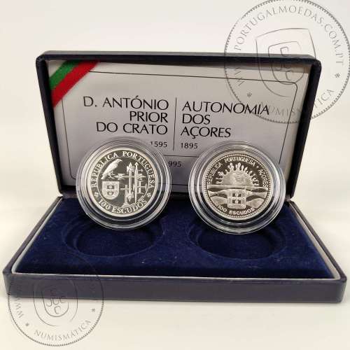 Proof Silver coins of 100 Escudos 1995, Joint issue of D. António Prior do Crato and the Centenary of Autonomy of the Azores.