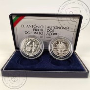Prata Proof, 100 Escudos 1995, Emissão conjunta moeda de D. António Prior do Crato e moeda do Centenário da Autonomia dos Açores