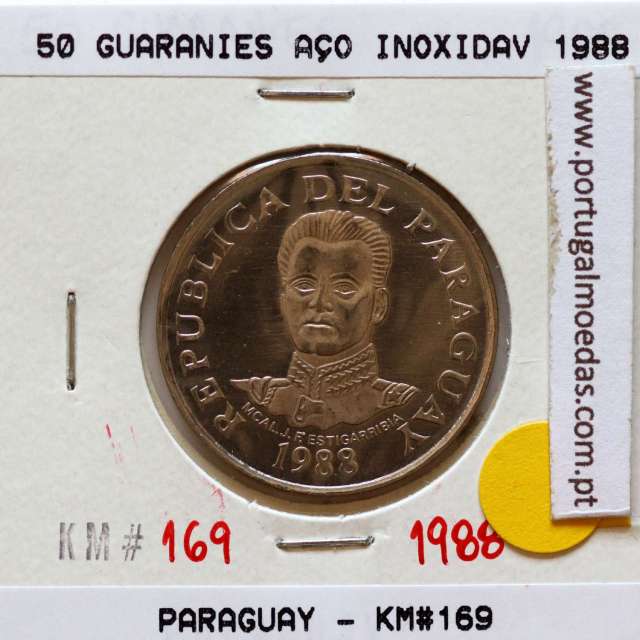 Paraguay, 50 Guaranies 1988 Stainless Steel, (UNC), World Coins Paraguay KM 169