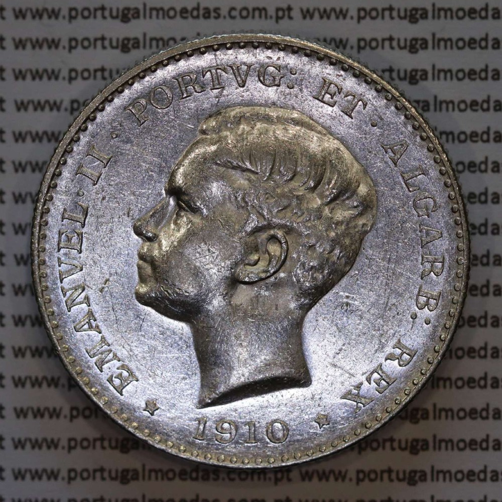 1000 réis 1910 prata D. Manuel II, Centenário da Guerra Peninsular de 1808-1814, (Soberba),  World Coins Portugal KM 558.