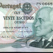 20 Escudos Admiral Gago Coutinho 4.10.1978, Vinte Escudos 4 Outubro 1978 Plate 9 - Bank of Portugal, (NC), Pick 176b 13.50