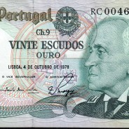 20 Escudos 1978 Gago Coutinho 4/10/1978, 20$00 Vinte Escudos 4/10/1978 Chapa:9 Banco de Portugal, (QNC), Pick 176b 13.44