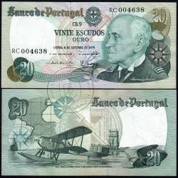 20 Escudos 1978 Gago Coutinho 4/10/1978, 20$00 Vinte Escudos 4/10/1978 Chapa:9 Banco de Portugal, (QNC), Pick 176b 13.44