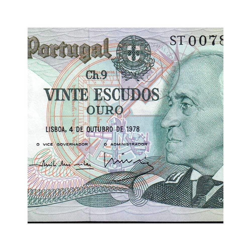 20 Escudos 1978 Gago Coutinho 4/10/1978, 20$00 Vinte Escudos 4/10/1978 Chapa:9 Banco de Portugal, (NC), Pick 176b 13.57