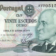 20 Escudos Admiral Gago Coutinho 4.10.1978, Vinte Escudos 4 Outubro 1978 Plate 9 - Bank of Portugal, (QNC), Pick 176b 13.44