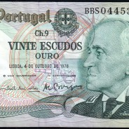 20 Escudos 1978 Gago Coutinho 4/10/1978, 20$00 Vinte Escudos 4/10/1978 Chapa:9 Banco de Portugal, (QNC), Pick 176b 13.49