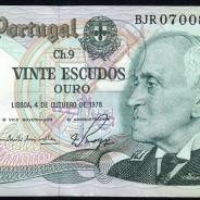 20 Escudos Admiral Gago Coutinho 4.10.1978, Vinte Escudos 4 Outubro 1978 Plate 9 - Bank of Portugal, (QNC), Pick 176b 13.44