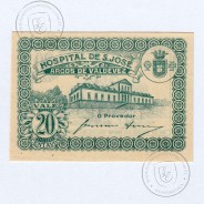 Portuguese notgeld 20 Centavos Arcos de Valdevez Hospital de S. José, (NC), Private emergency money notes from 1917-1925.