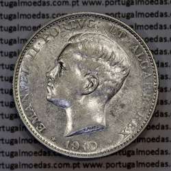 500 réis 1910 prata D. Manuel II, Centenário da Guerra Peninsular de 1808-1814, (Bela), World Coins Portugal KM 556.