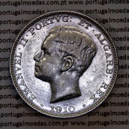 500 réis 1910 prata D. Manuel II, Centenário da Guerra Peninsular de 1808-1814, (Bela), World Coins Portugal KM 556.