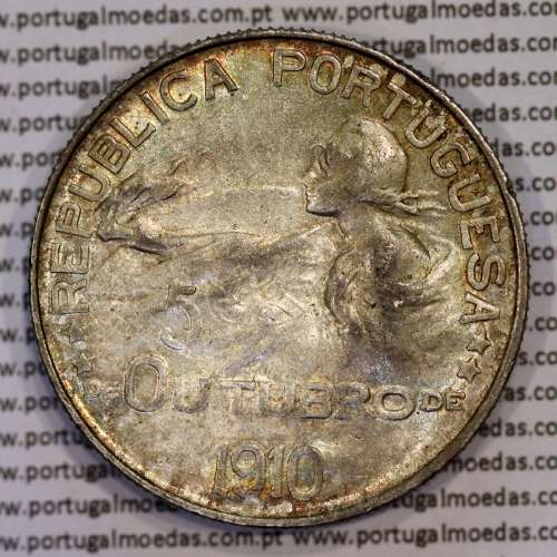 1 Escudo 5 Outubro 1910 em prata, 1 escudo 1914 prata da comemoração da Implantação da República, World Coins Portugal  KM 560