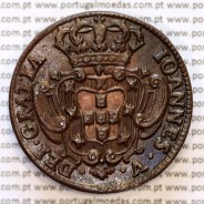 X Réis 1737 cobre D. João V, ∅ 34mm, Disco grosso, 7 cachos à direita e 7 cachos à esquerda, muito rara em (Bela / Soberba)